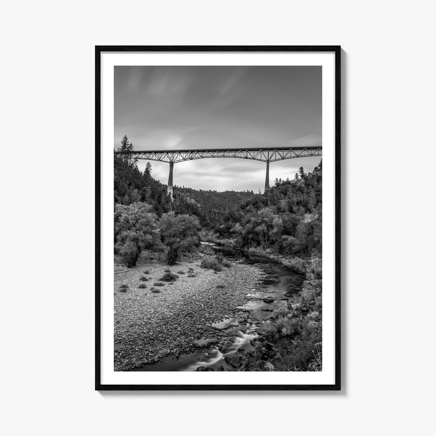 Auburn, California black & white photo poster of California, USA – vertical wall art, unframed print shown in interior mockup