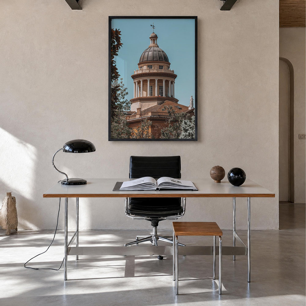 Auburn, California no. 2 colorful photo poster of California, USA – vertical wall art in black wood frame, hanging on wall