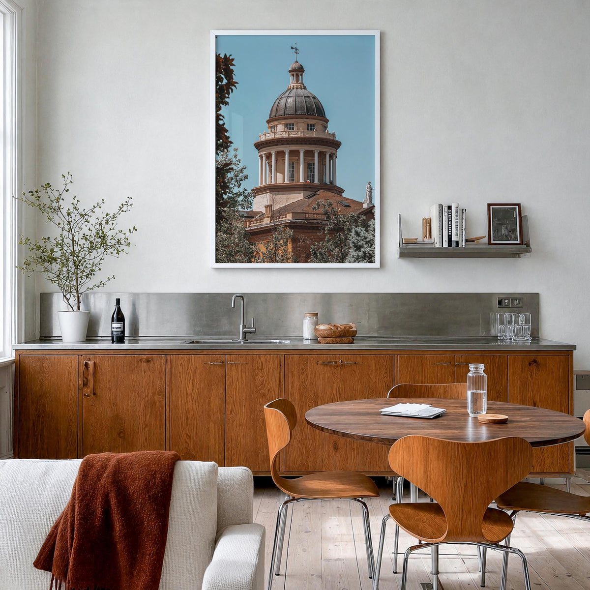 Auburn, California no. 2 colorful photo poster of California, USA – vertical wall art in white wood frame, hanging on wall