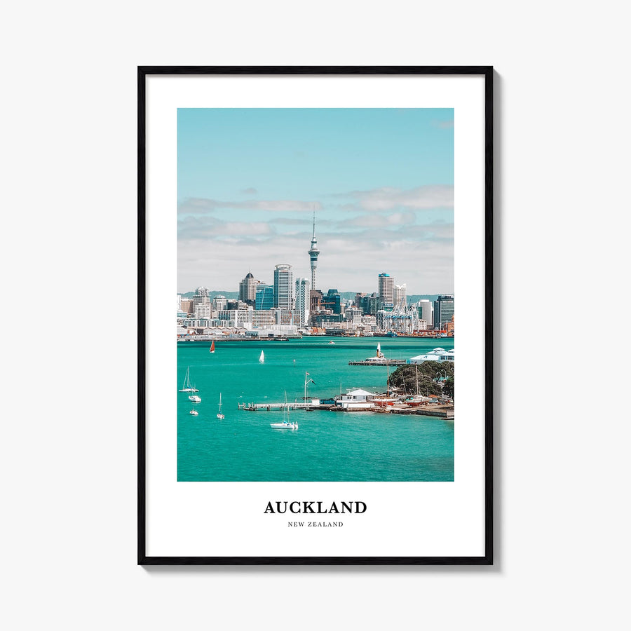Auckland colorful classic poster of New Zealand – vertical wall art, unframed print shown in interior mockup