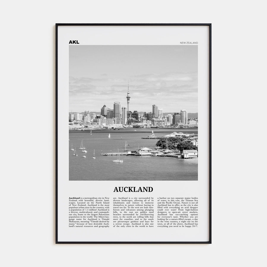 Auckland No 1 Poster None / 8x12 in Nbourhood Travel B&W Poster