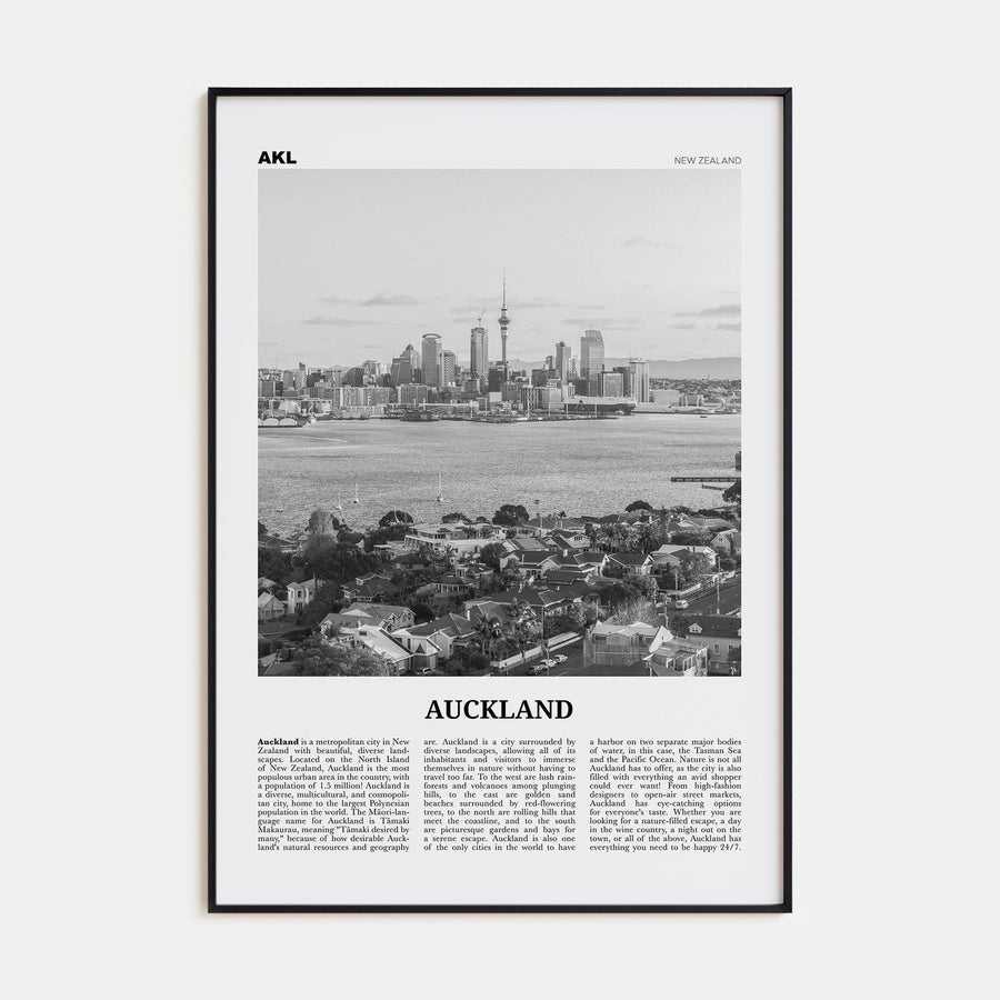 Auckland No 2 Poster None / 8x12 in Nbourhood Travel B&W Poster