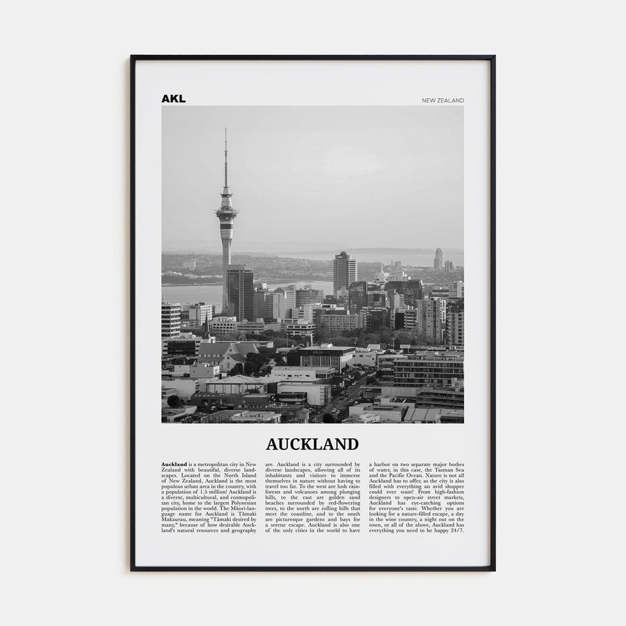 Auckland No 3 Poster None / 8x12 in Nbourhood Travel B&W Poster