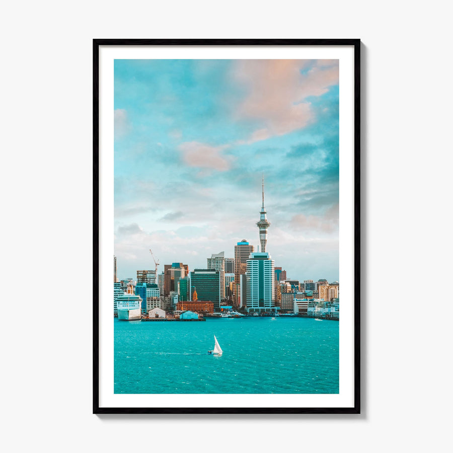 Auckland Photo Poster, framed poster mockup, white border