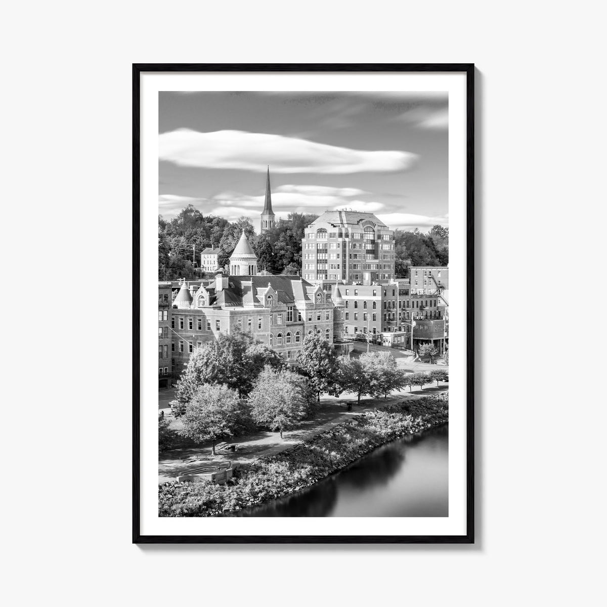 Augusta black & white photo poster of Georgia, USA – vertical wall art, unframed print shown in interior mockup