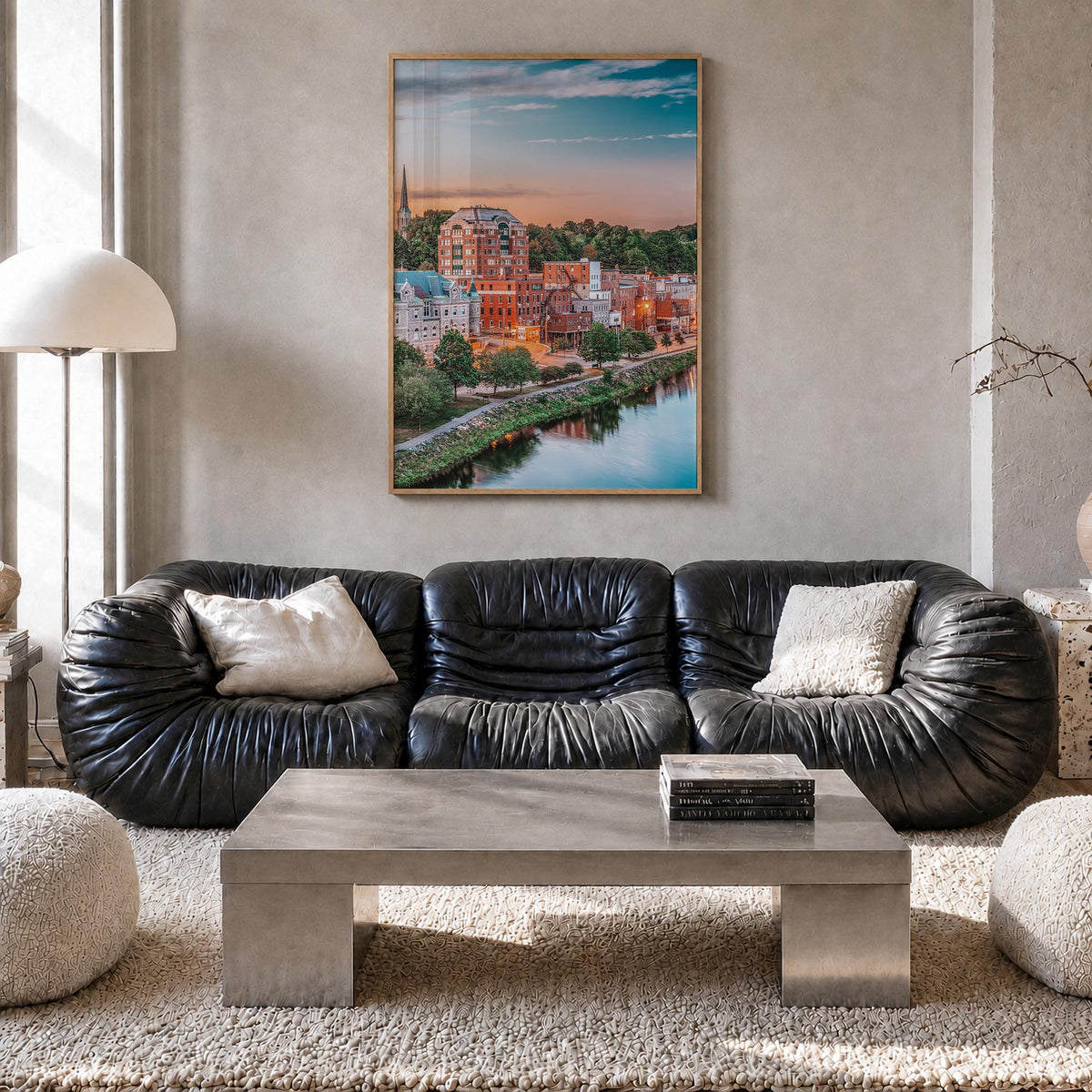 Augusta colorful photo poster of Georgia, USA – vertical wall art in natural wood frame, hanging on wall