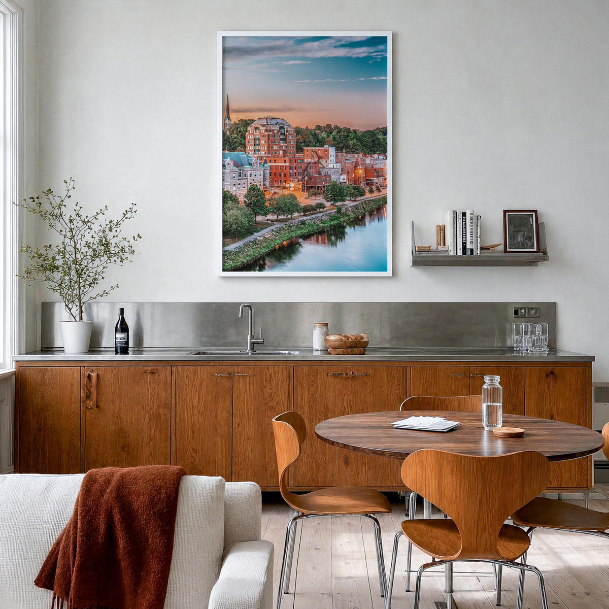 Augusta colorful photo poster of Georgia, USA – vertical wall art in white wood frame, hanging on wall
