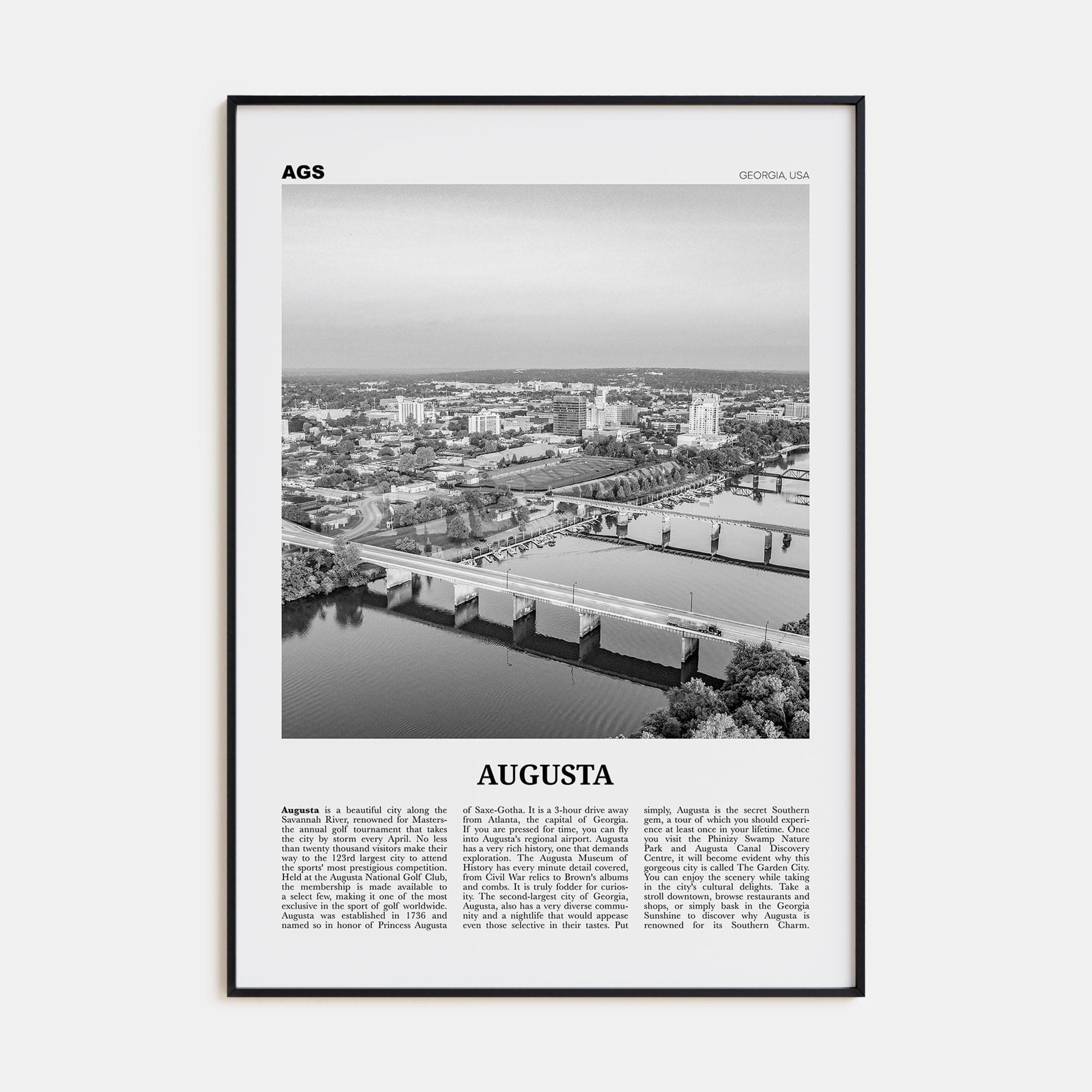 Augusta Poster None / 8x12 in Nbourhood Travel B&W Poster