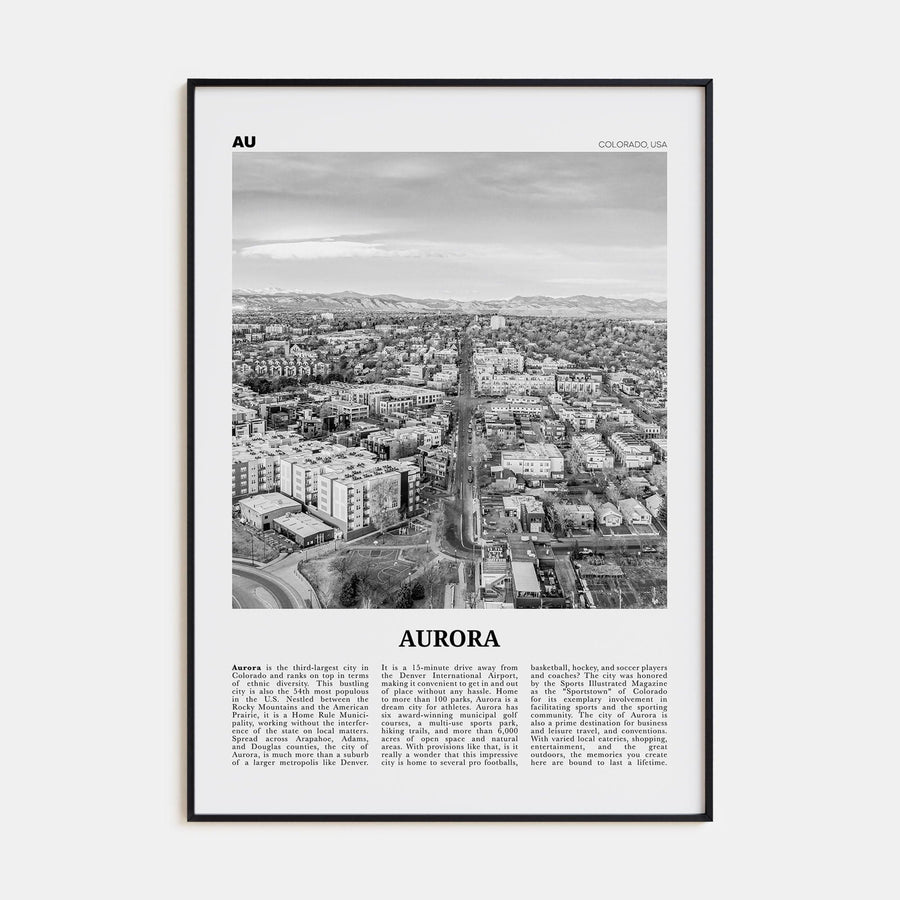 Aurora, Colorado Poster None / 8x12 in Nbourhood Travel B&W Poster