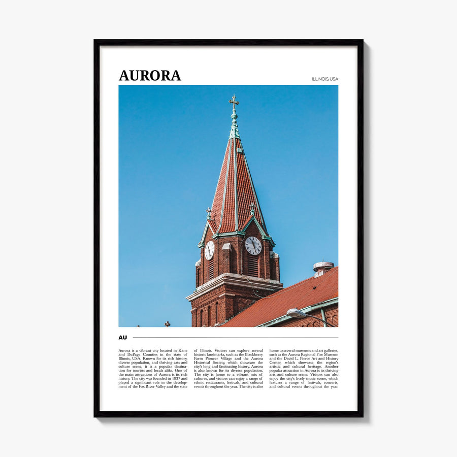 Aurora, Illinois Travel Poster, framed poster mockup