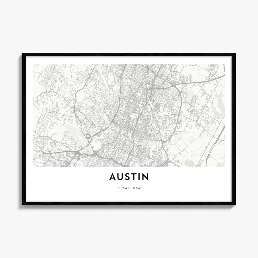 Austin Map Poster, framed poster mockup
