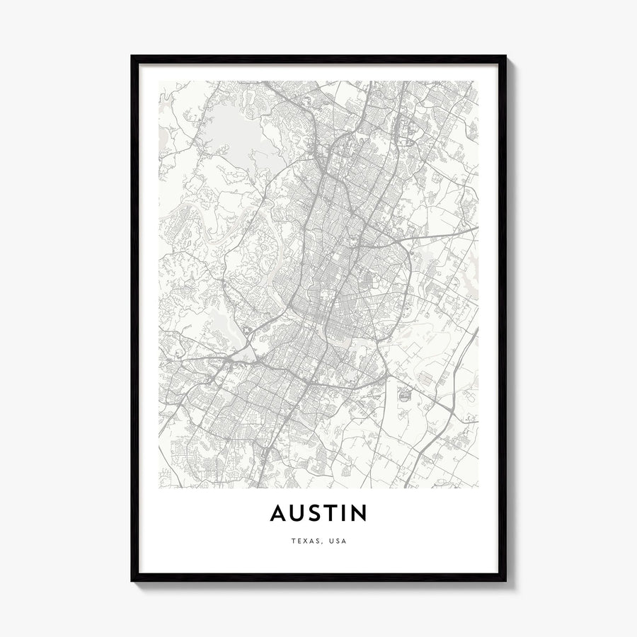Austin Map Poster, framed poster mockup