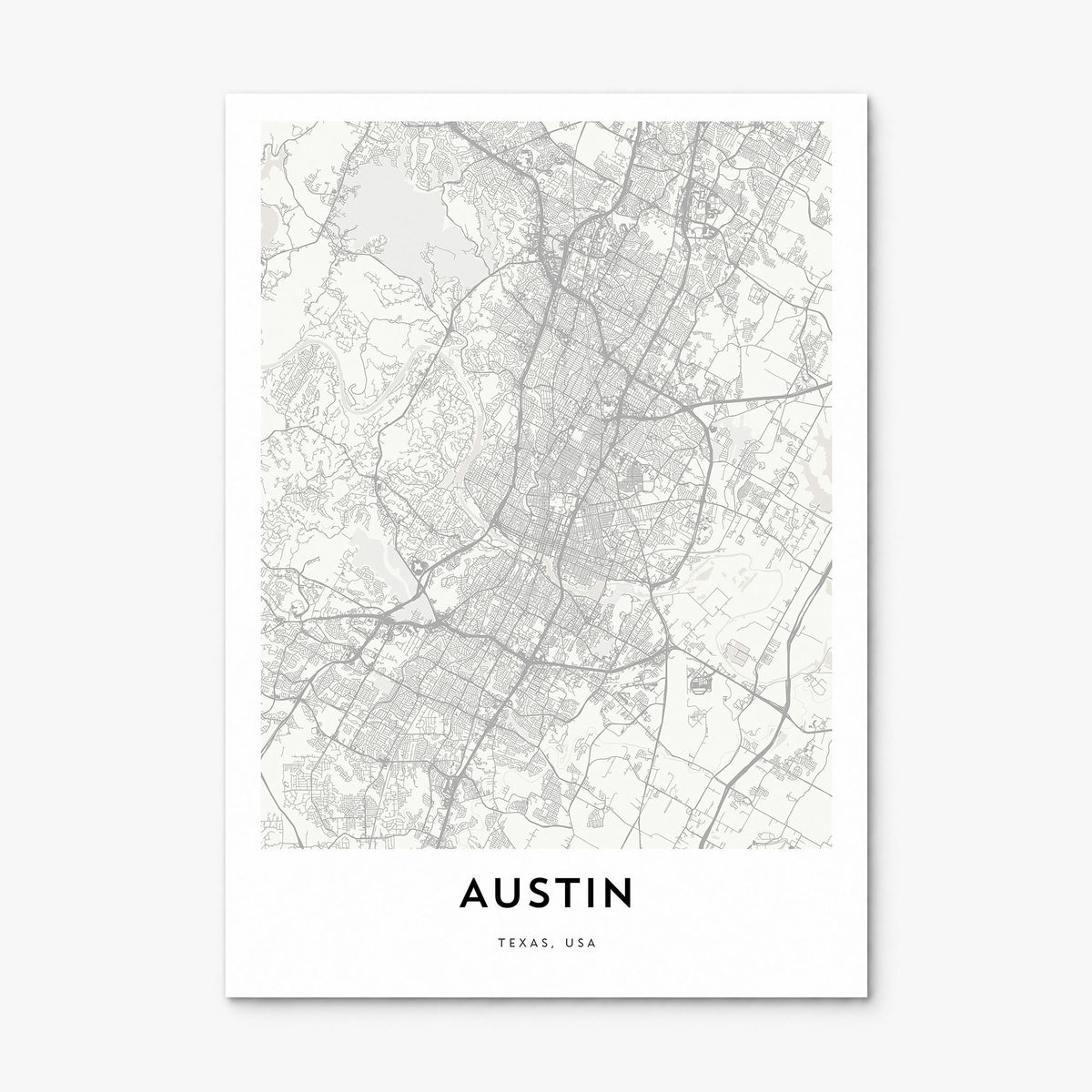 Austin Map Poster, print only (unframed)