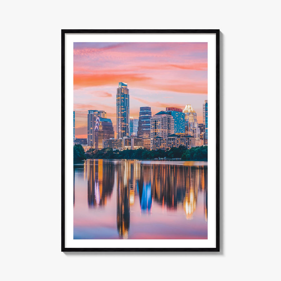 Austin no. 2 colorful photo poster of Texas, USA – vertical wall art, unframed print shown in interior mockup