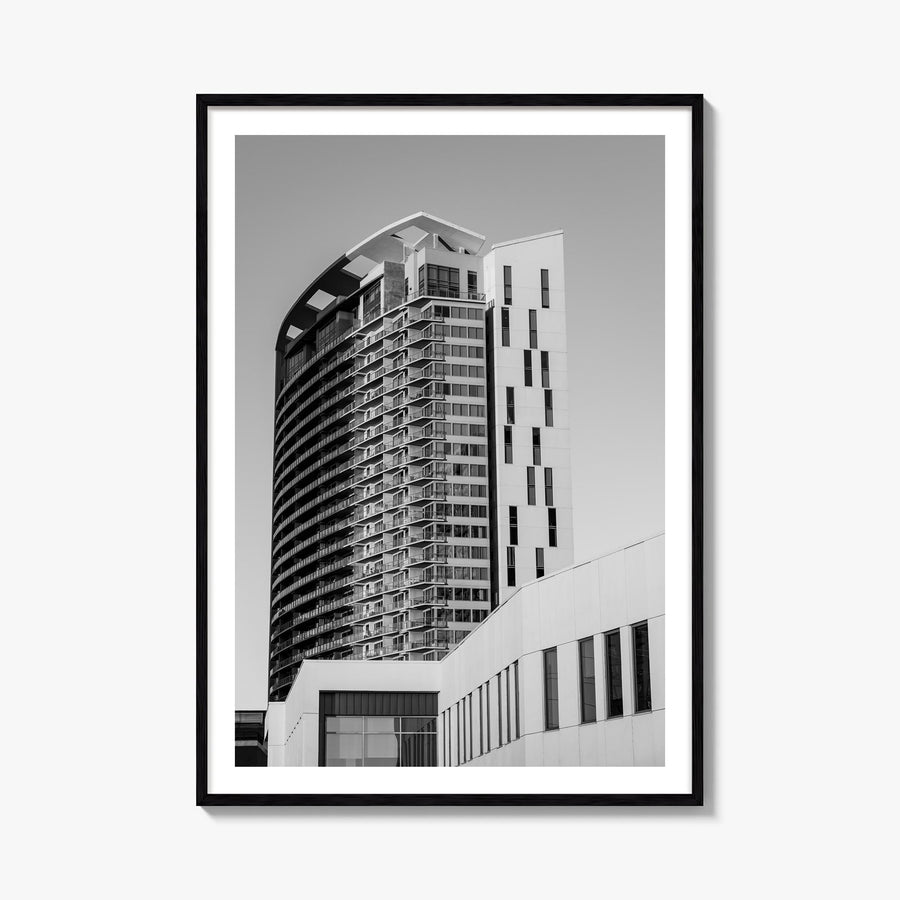 Austin no. 3 black & white photo poster of Texas, USA – vertical wall art, unframed print shown in interior mockup