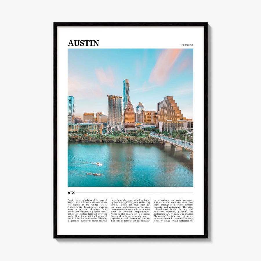 Austin Travel Poster, framed poster mockup