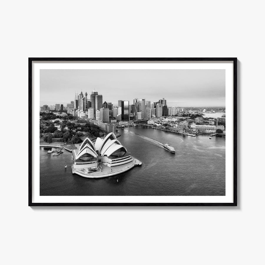 Australia black & white photo poster of Oceania – horizontal wall art, unframed print shown in interior mockup