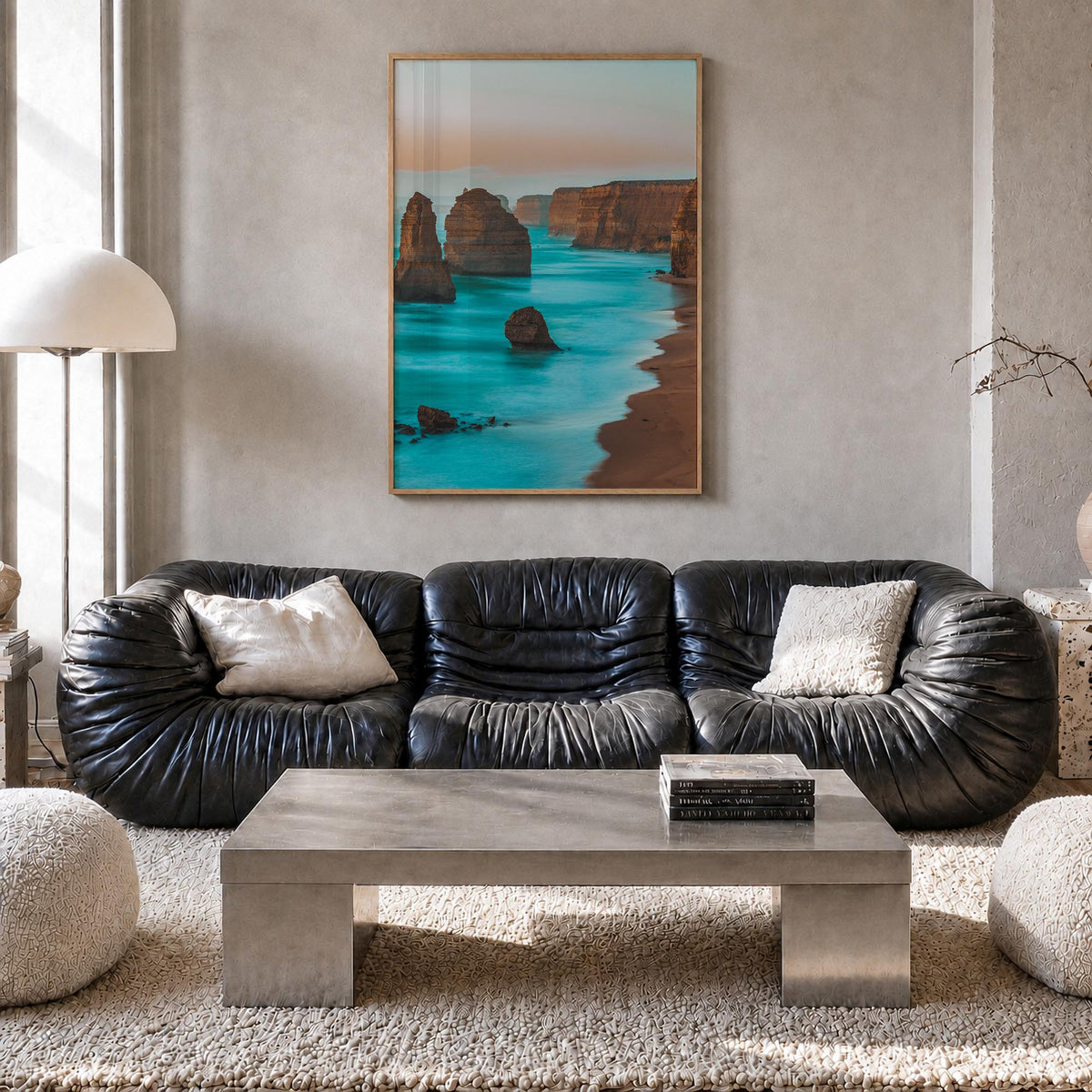 Australia colorful photo poster of Oceania – vertical wall art in natural wood frame, hanging on wall