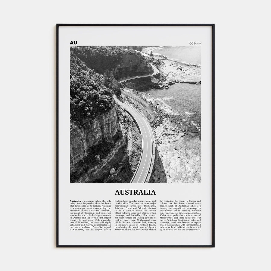 Australia No 3 Poster None / 8x12 in Nbourhood Travel B&W Poster