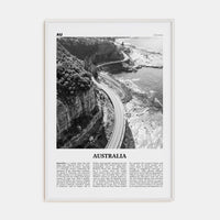 Australia No 3 Poster White Wood / 8x12 in Nbourhood Travel B&W Poster