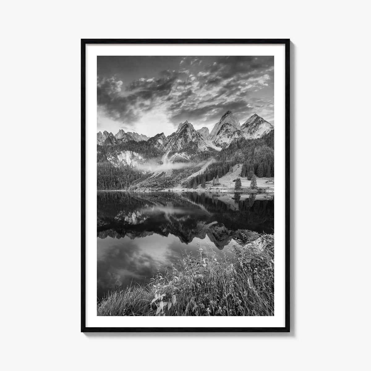 Austria no. 1 black & white photo poster of Europe – vertical wall art, unframed print shown in interior mockup