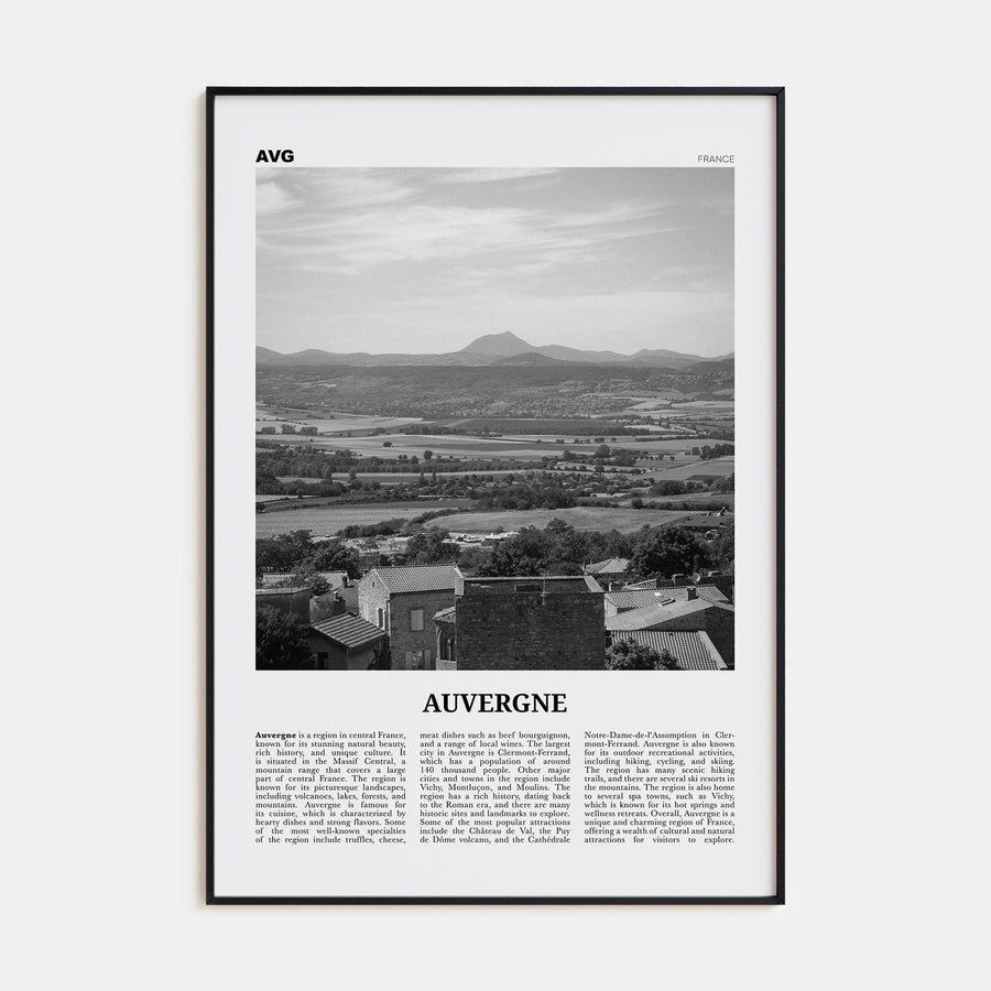 Auvergne Poster None / 8x12 in Nbourhood Travel B&W Poster