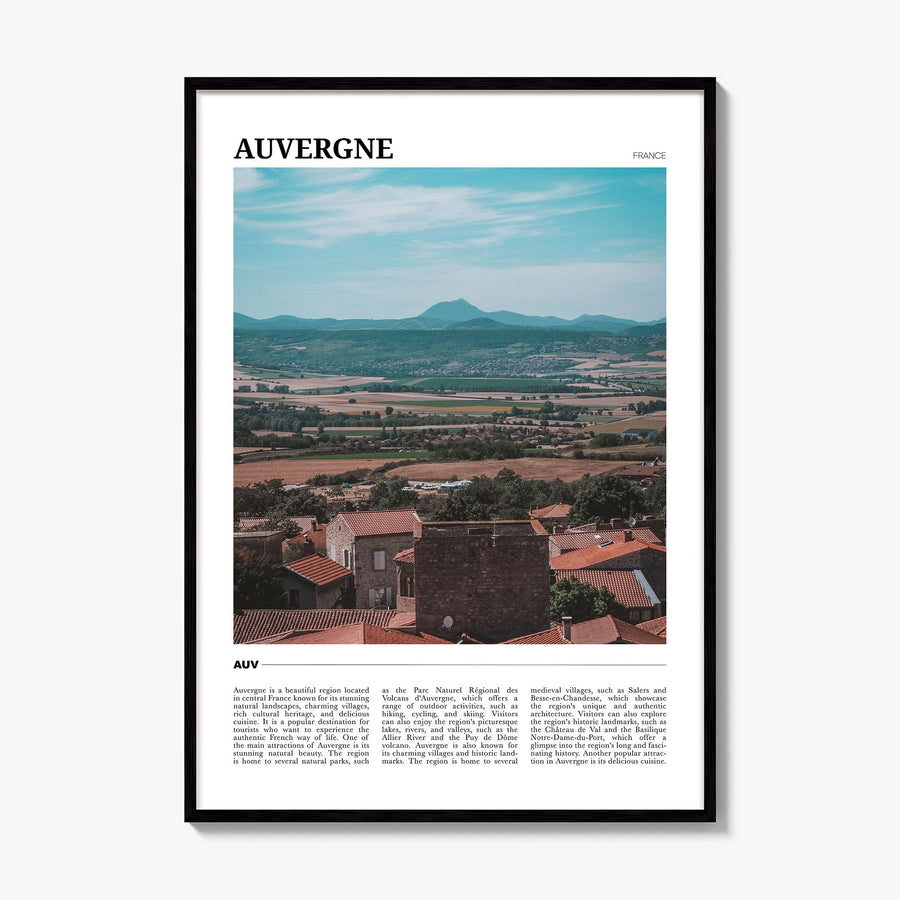 Auvergne Travel Poster, framed poster mockup