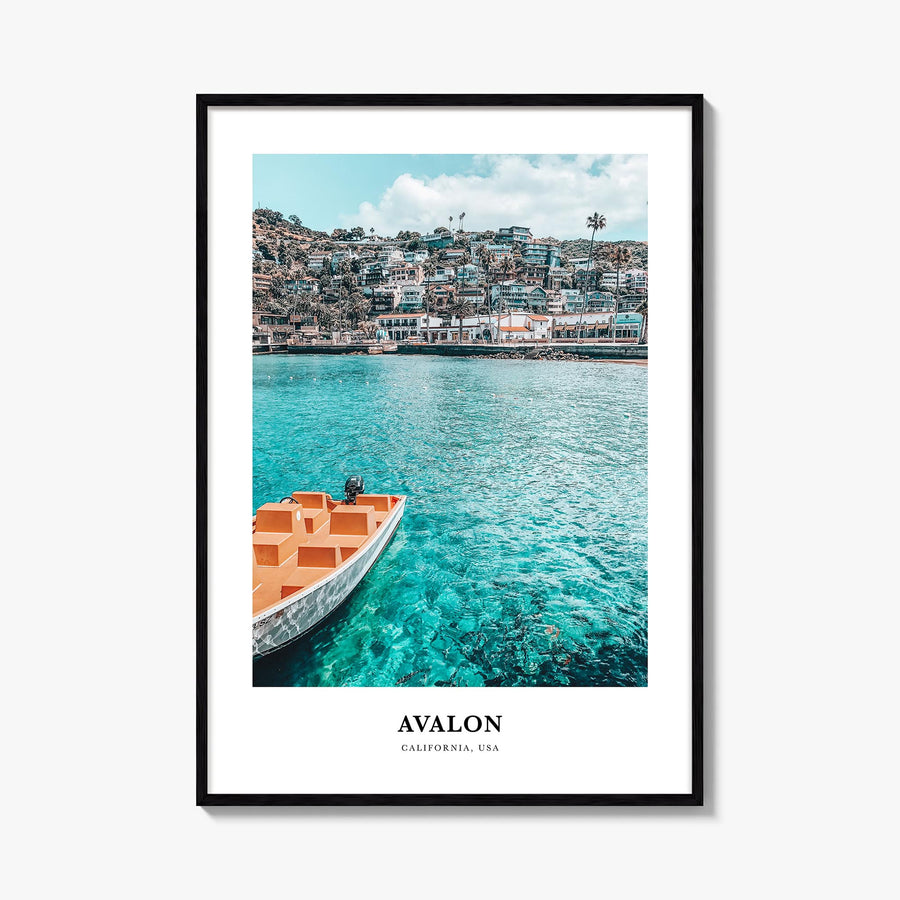 Avalon, California colorful classic poster of California, USA – vertical wall art, unframed print shown in interior mockup