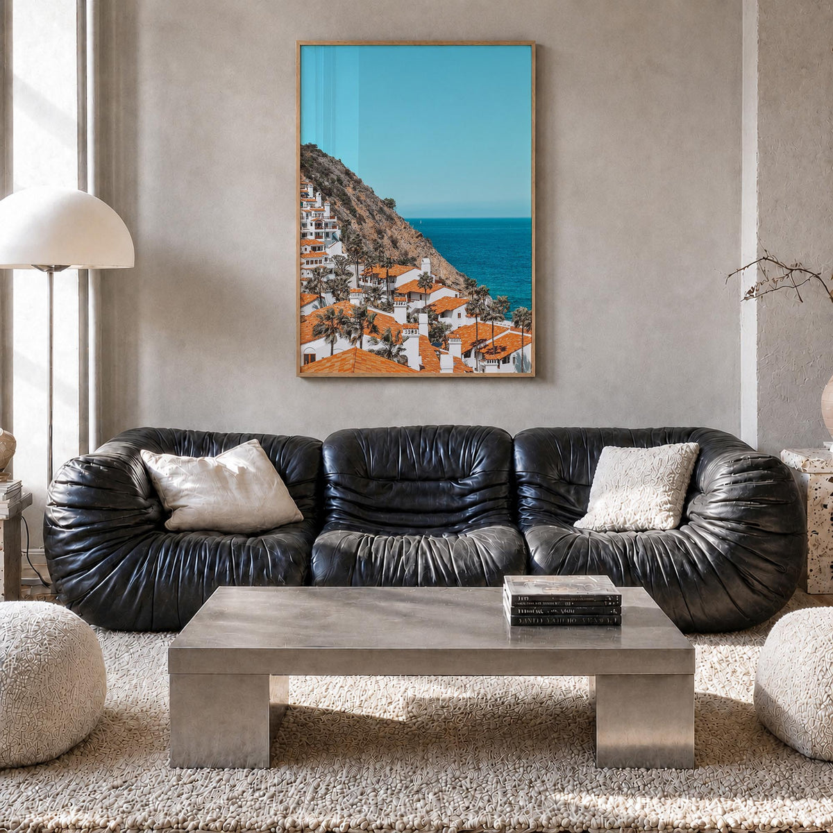 Avalon, California colorful photo poster of California, USA – vertical wall art in natural wood frame, hanging on wall