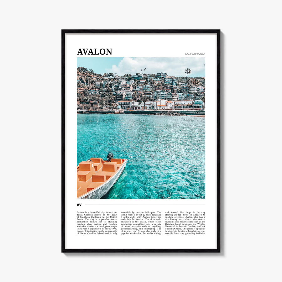 Avalon, California colorful travel poster of California, USA – vertical wall art, unframed print shown in interior mockup