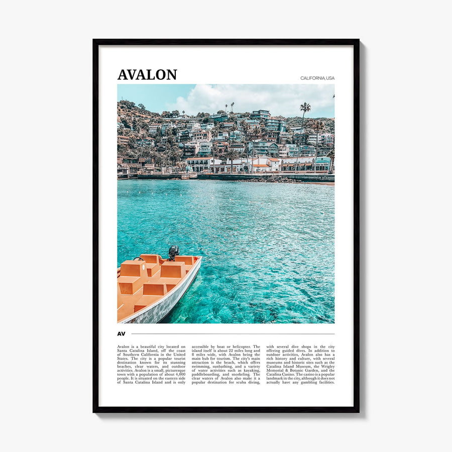 Avalon, California Travel Poster, framed poster mockup
