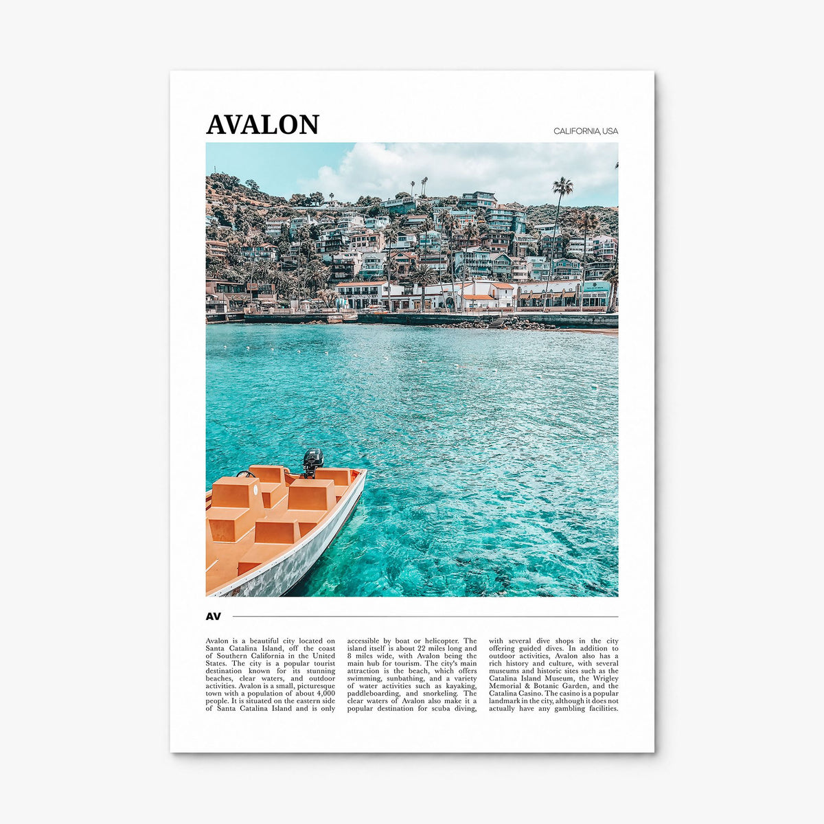 Avalon, California Travel Poster, print only (unframed)