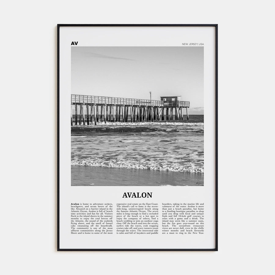 Avalon, New Jersey Poster None / 8x12 in Nbourhood Travel B&W Poster