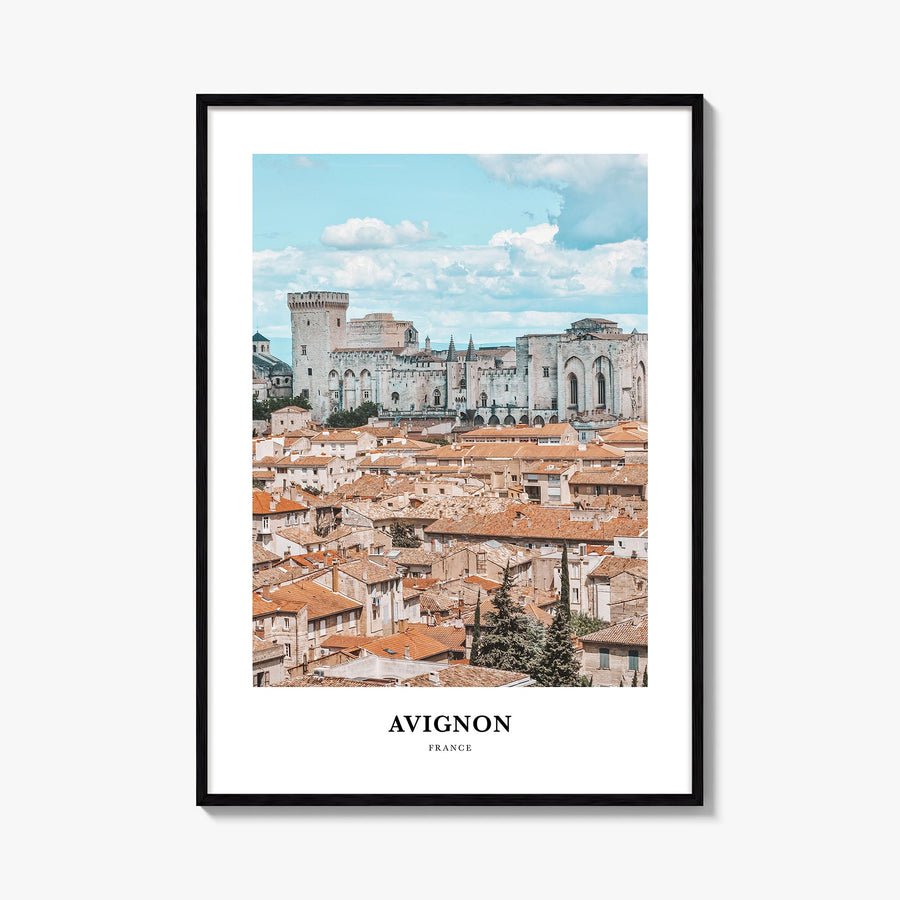 Avignon colorful classic poster of France – vertical wall art, unframed print shown in interior mockup