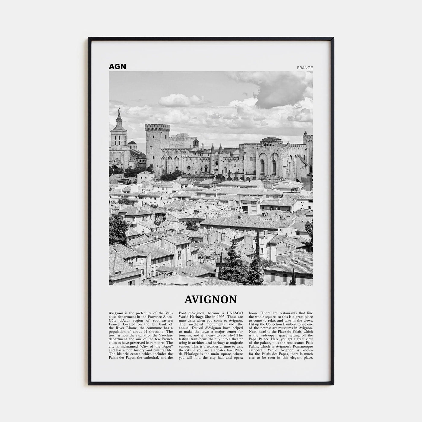 Avignon Poster None / 8x12 in Nbourhood Travel B&W Poster