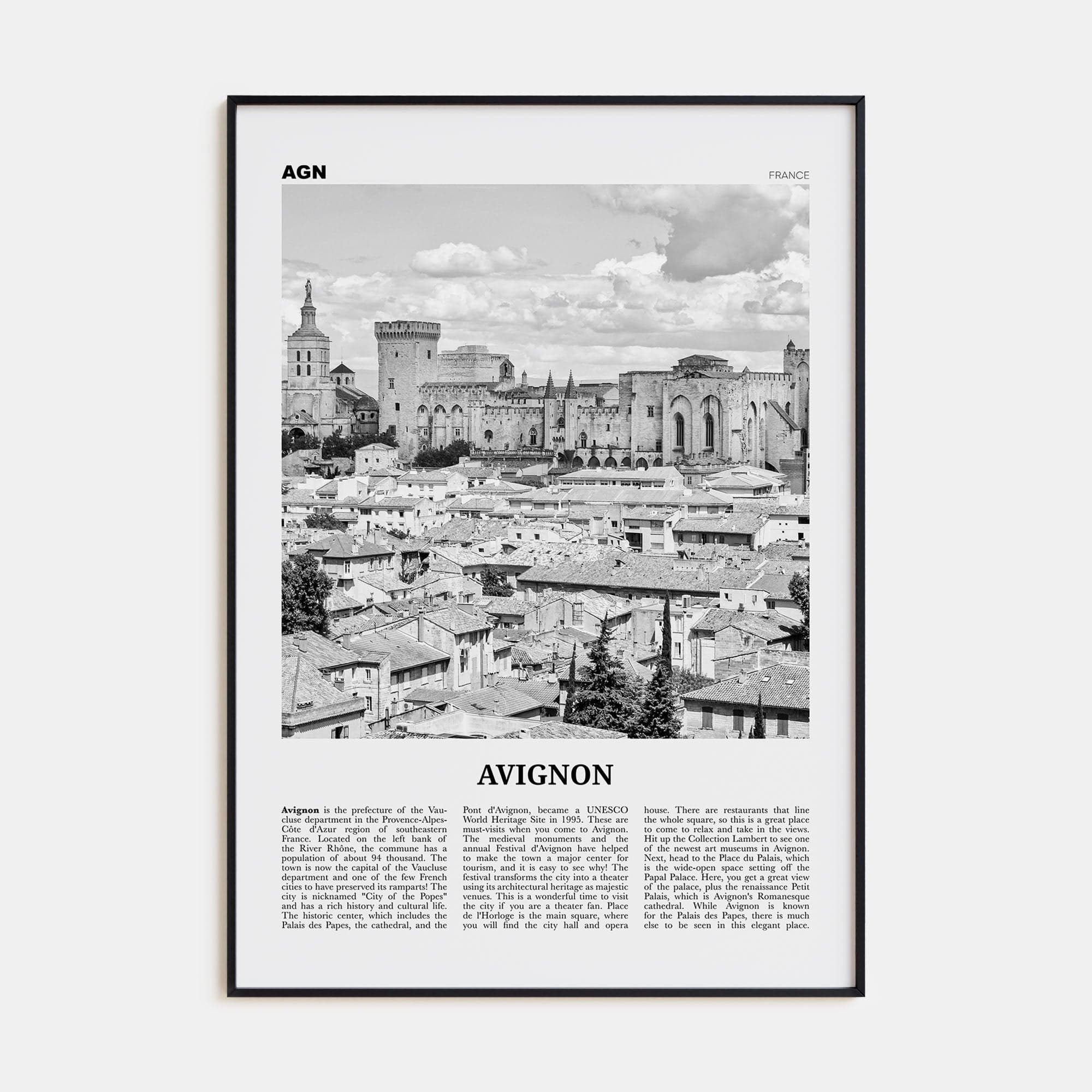 Avignon Poster None / 8x12 in Nbourhood Travel B&W Poster