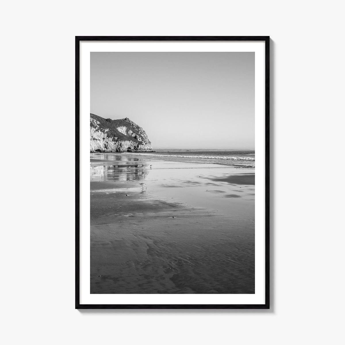 Avila Beach black & white photo poster of California, USA – vertical wall art, unframed print shown in interior mockup