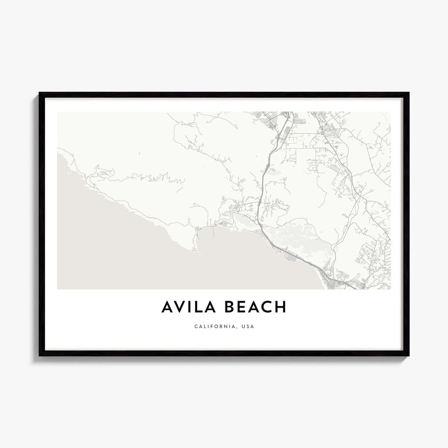 Avila Beach Map Poster, framed poster mockup