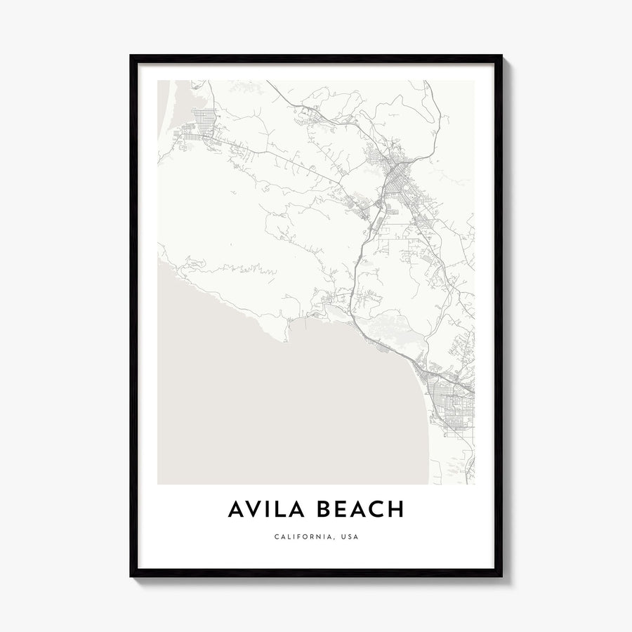 Avila Beach Map Poster, framed poster mockup