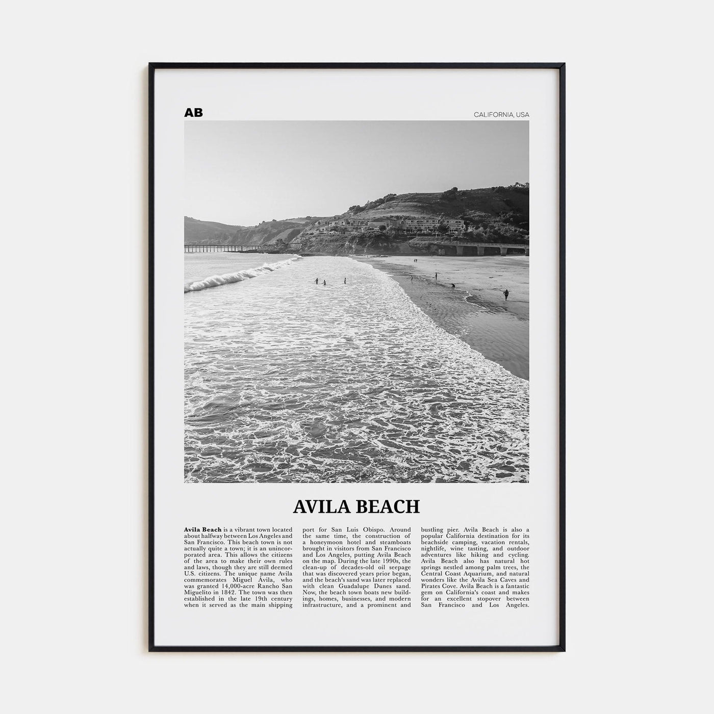 Avila Beach No 1 Poster None / 8x12 in Nbourhood Travel B&W Poster