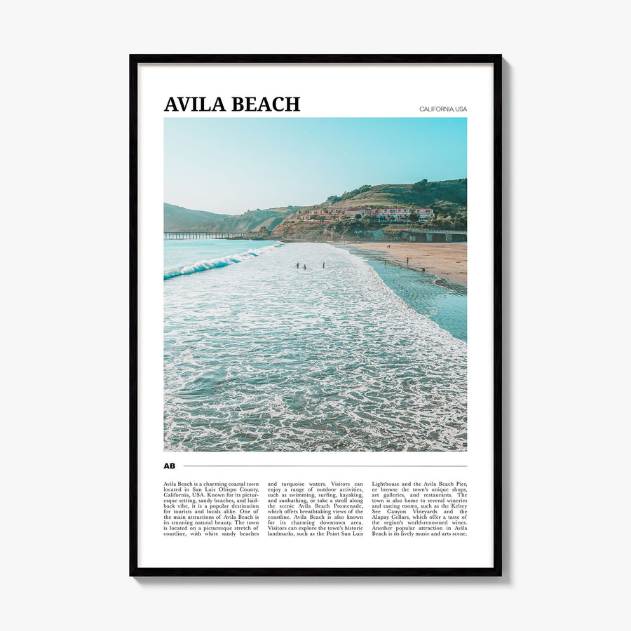 Avila Beach Travel Poster, framed poster mockup