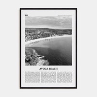 Avoca Beach Poster Black Wood / 8x12 in Nbourhood Travel B&W Poster