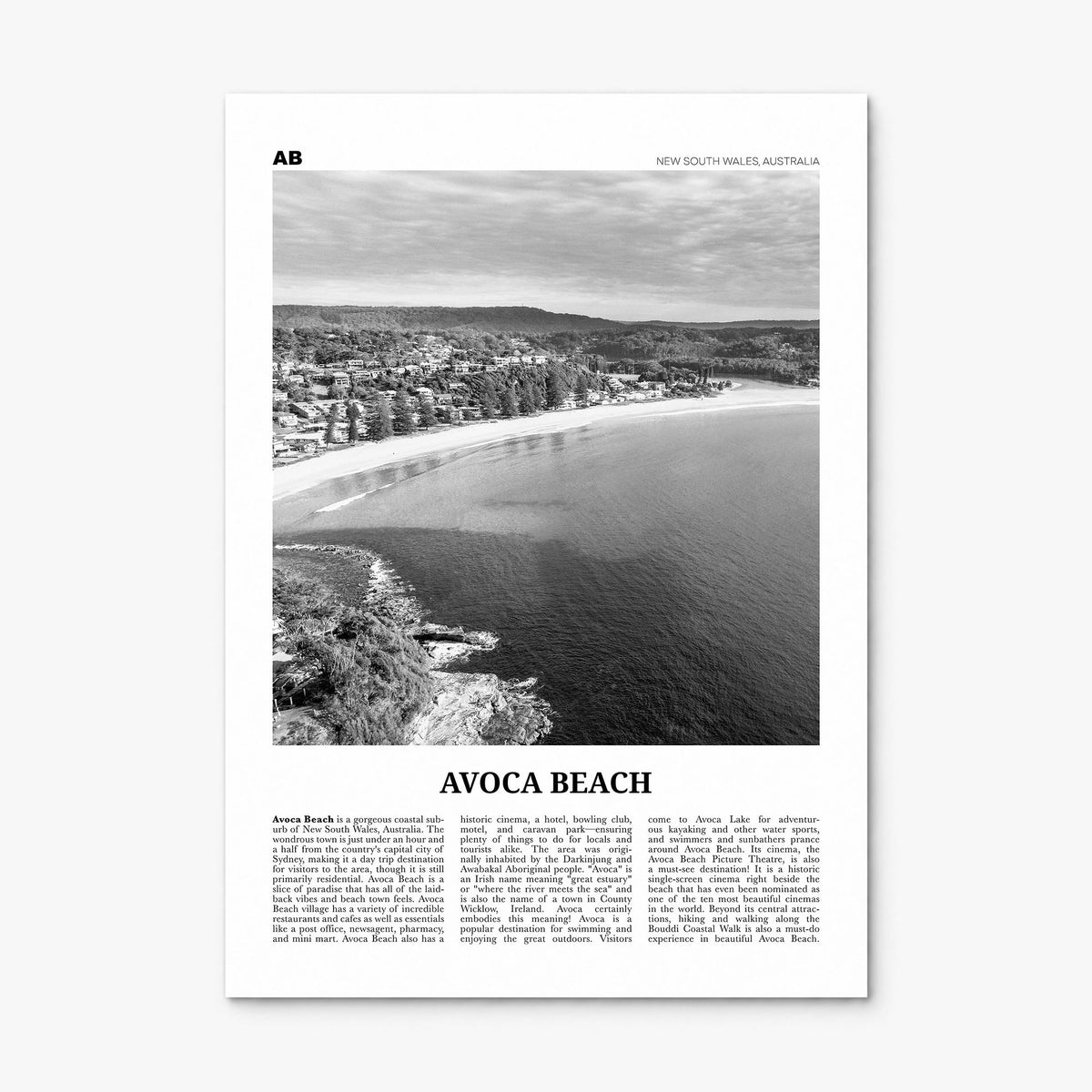 Avoca Beach Newspaper Poster, print only (unframed)