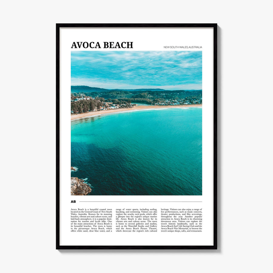 Avoca Beach Travel Poster, framed poster mockup