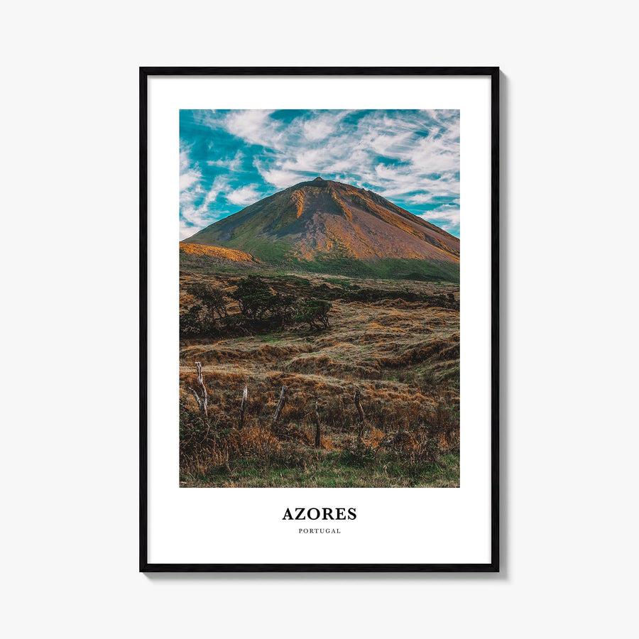 Azores colorful classic poster of Portugal – vertical wall art, unframed print shown in interior mockup