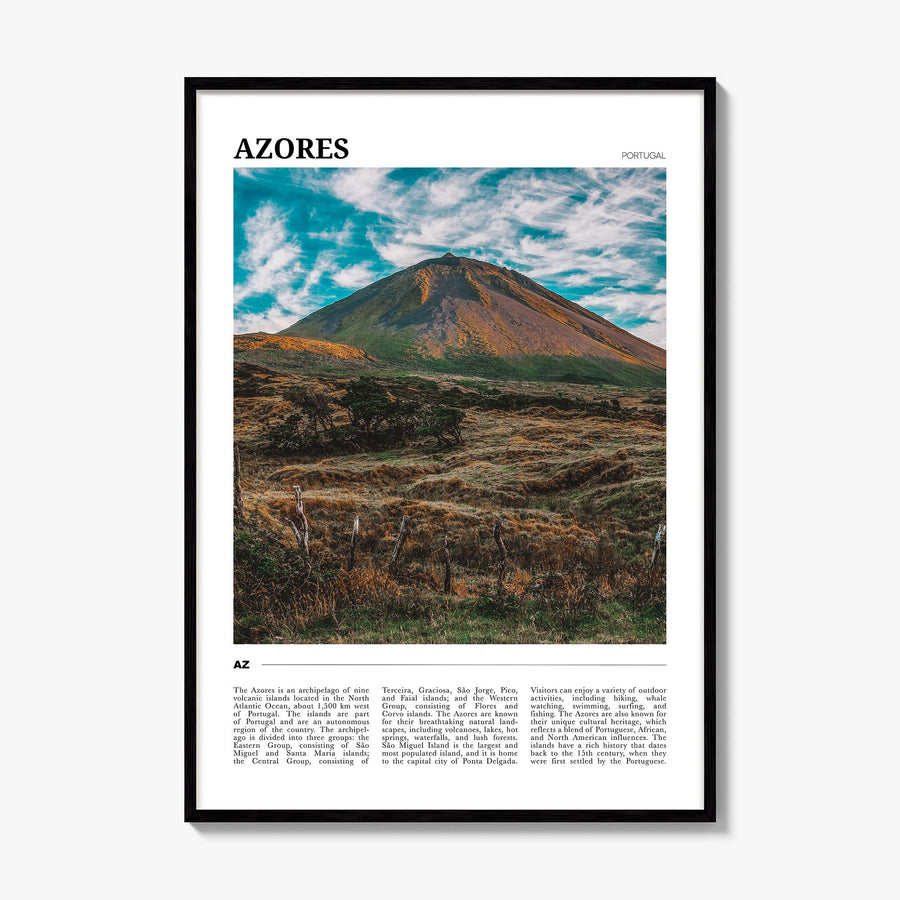 Azores Travel Poster, framed poster mockup