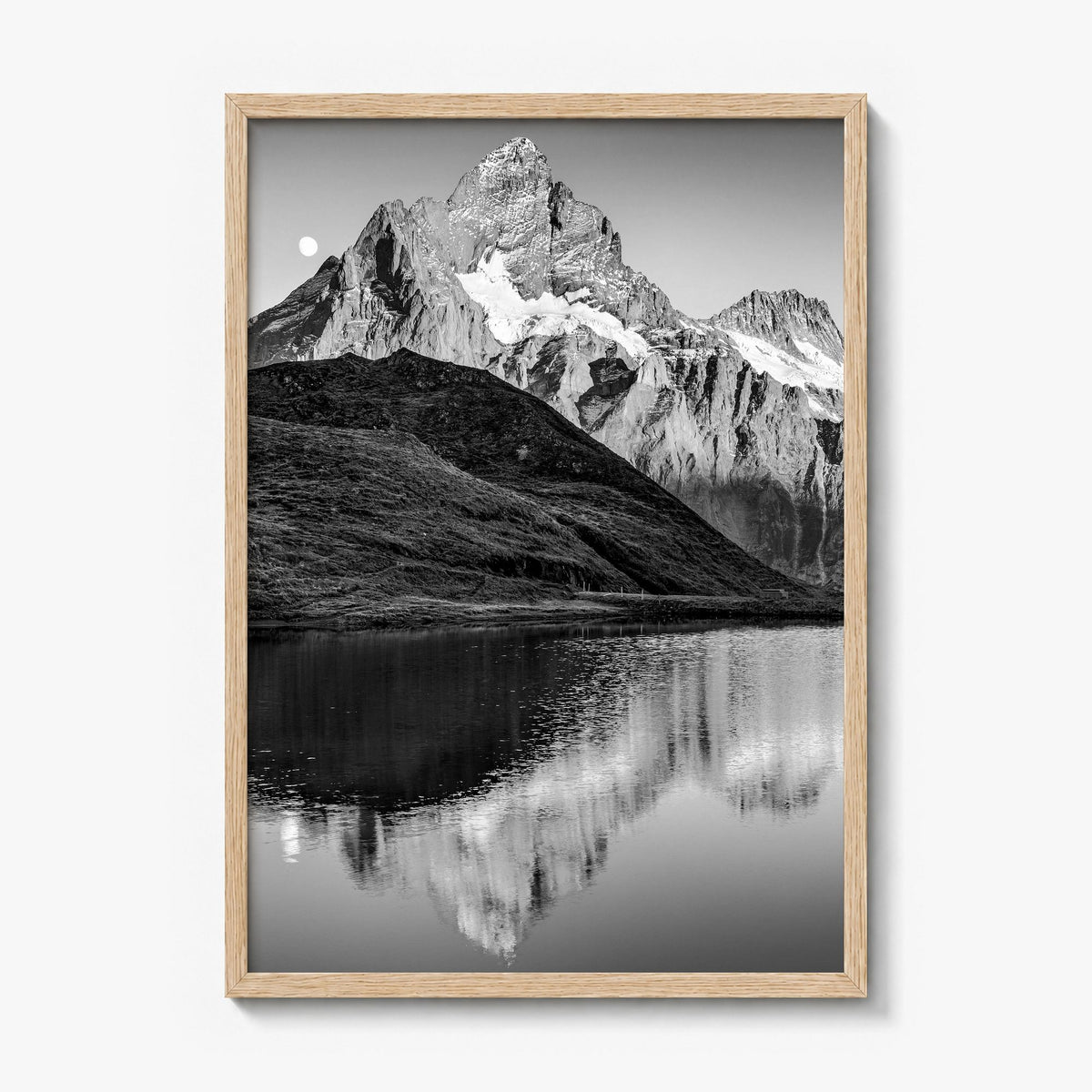 Bachalpsee Photo Poster in a natural wood frame, full image (no border)