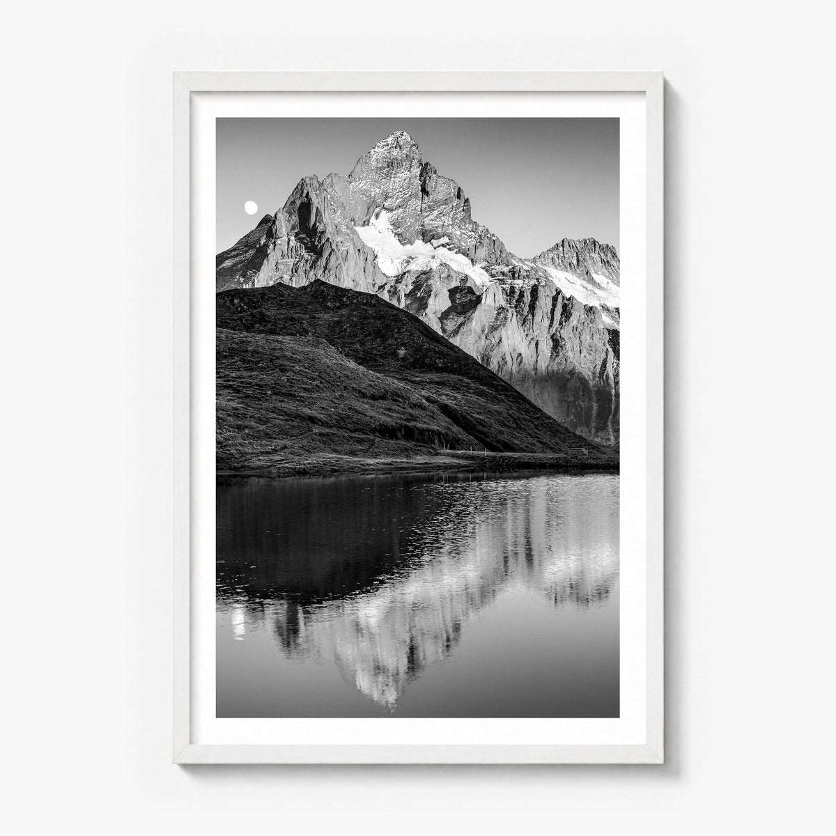 Bachalpsee Photo Poster in a white wood frame, white border
