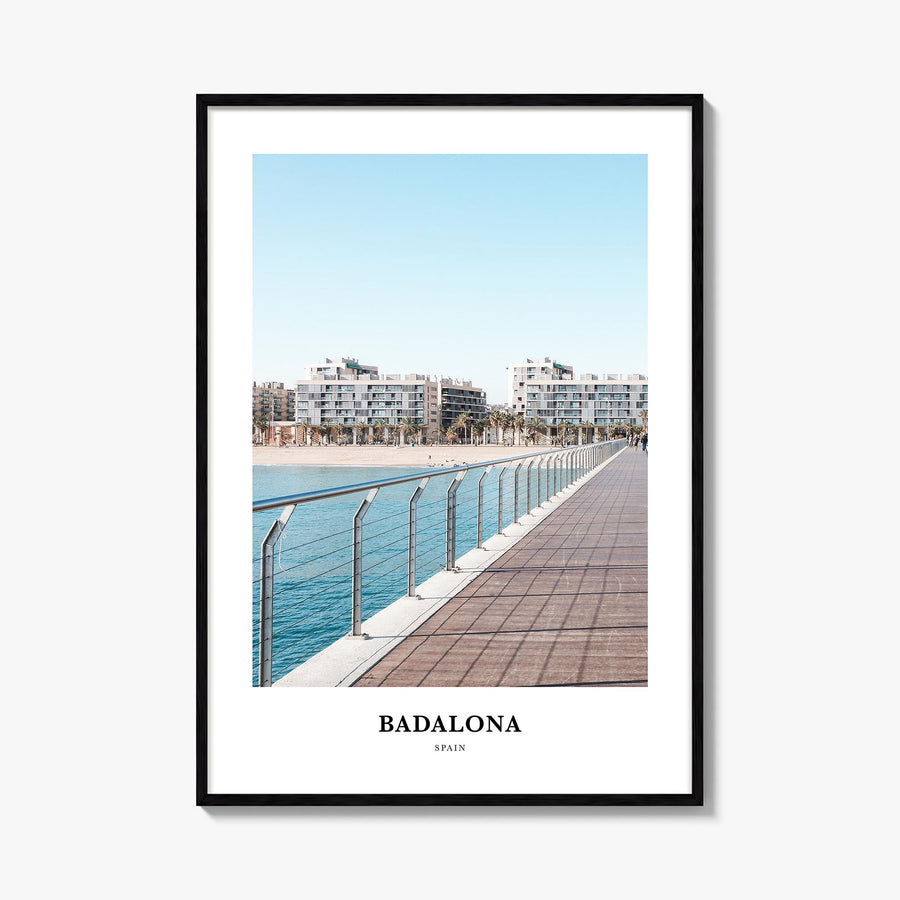 Badalona colorful classic poster of Spain – vertical wall art, unframed print shown in interior mockup