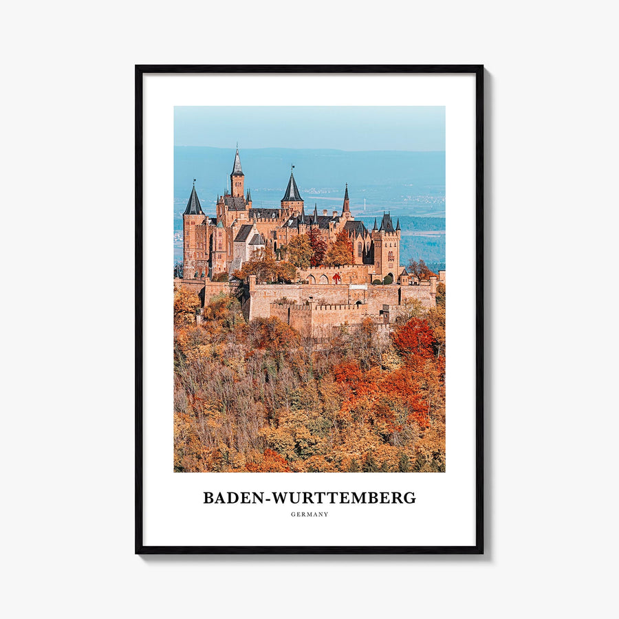 Baden-Württemberg no. 1 colorful classic poster of Germany – vertical wall art, unframed print shown in interior mockup